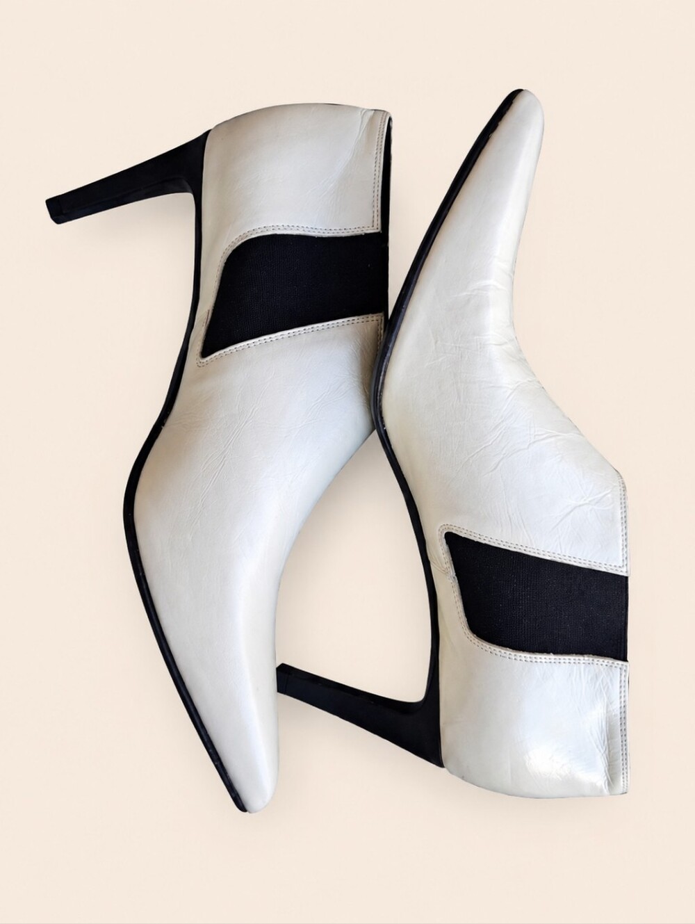 Rag & Bone BEHA Chelsea Booties 38 US 8.5 Ivory Leather Stiletto Heels - Picture 3 of 15